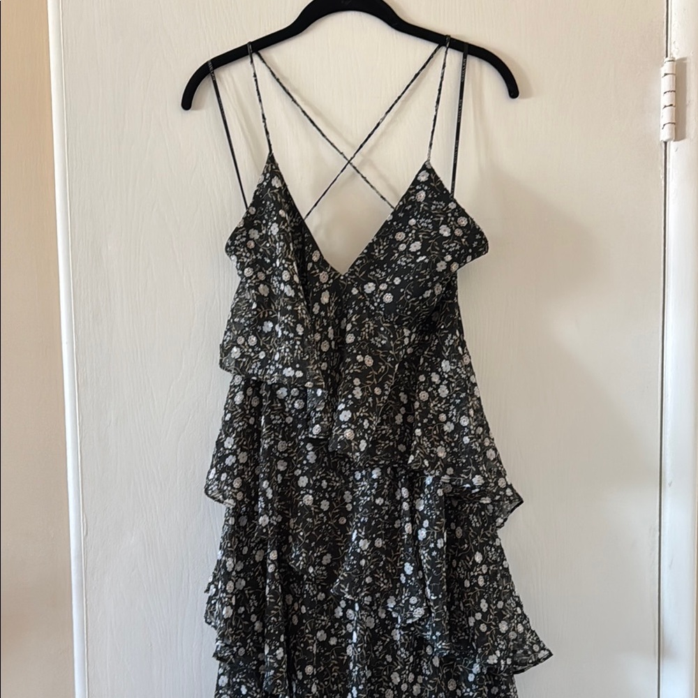 Floral Black and White Women's Dress